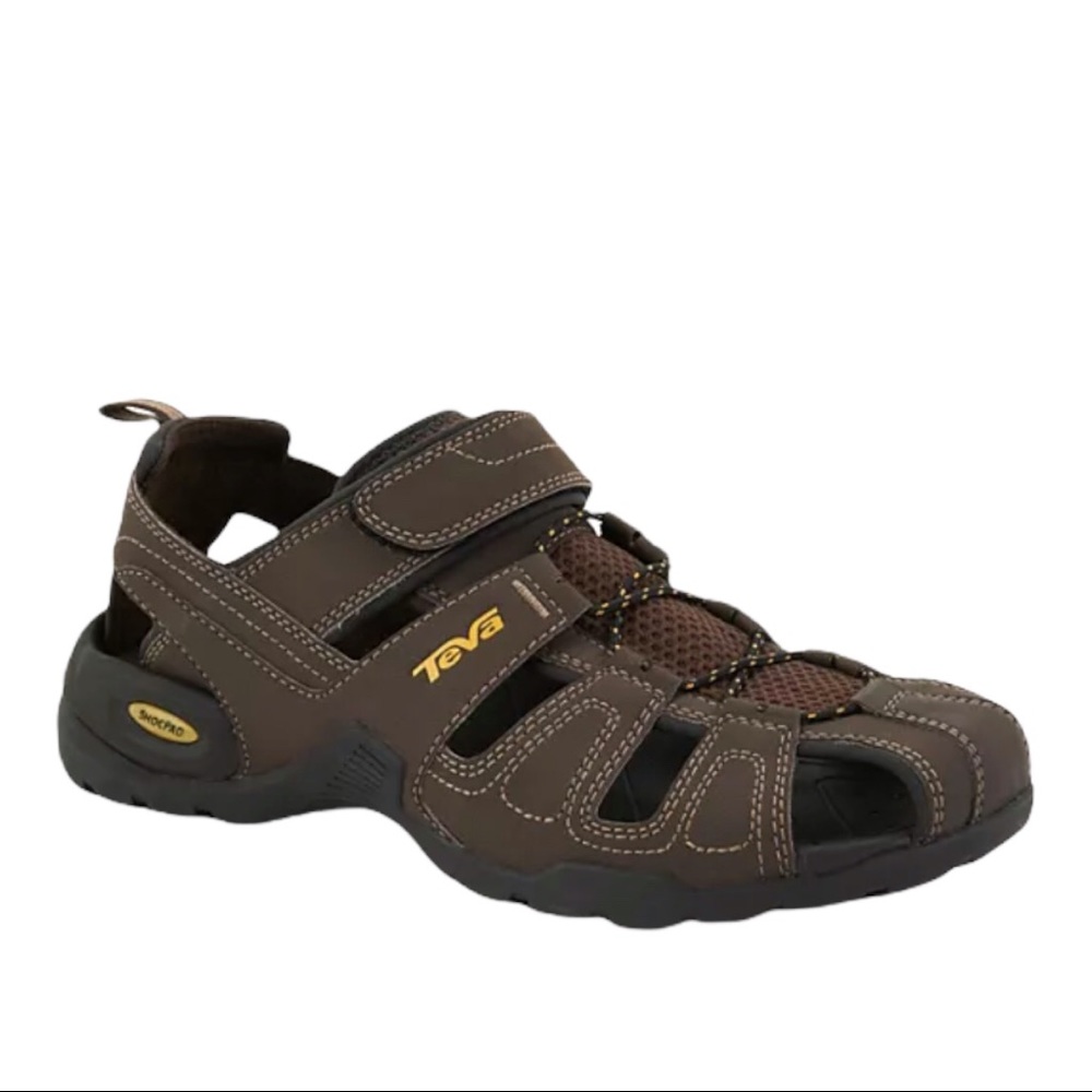 Teva Forebay Closed Toe Brown Utility Hiking Sport Faux Leather Sandals